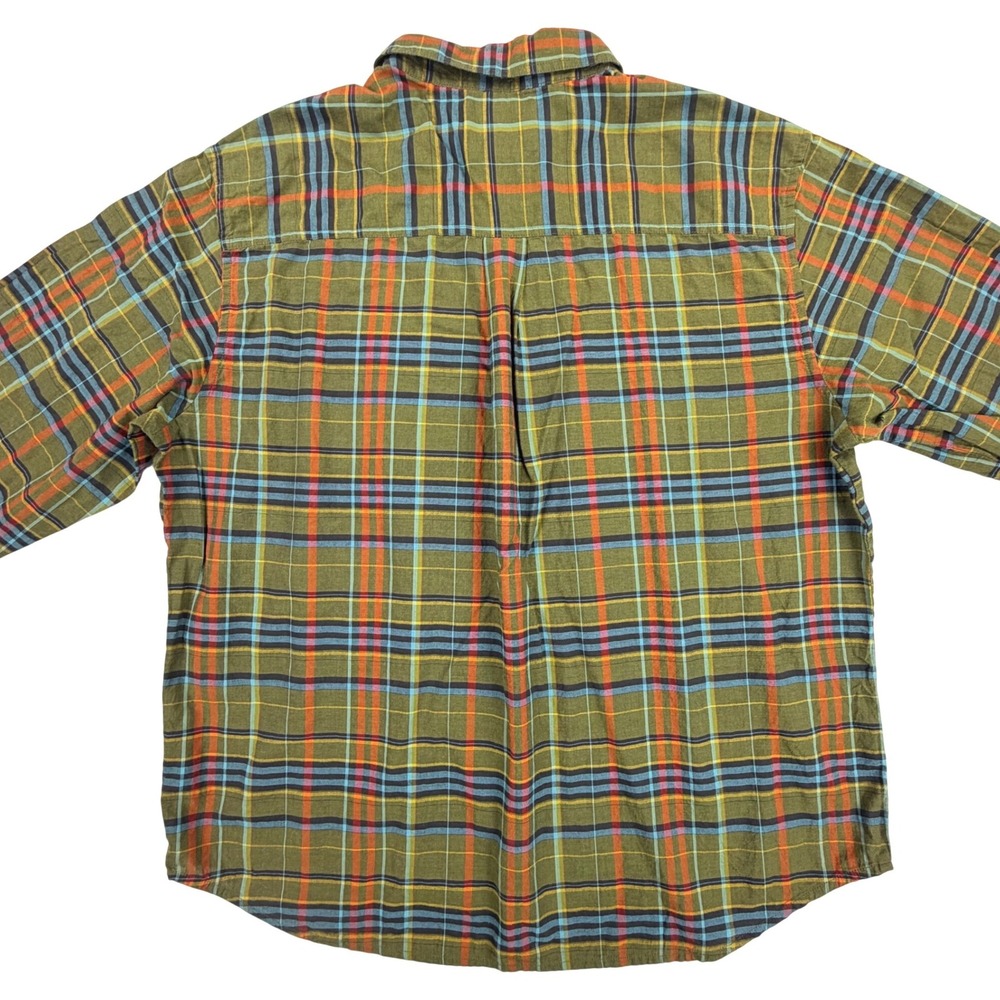 Woolrich Button Down Shirt Mens XL Olive Green‎ 100% Cotton Plaid Long Sleeve - Picture 3 of 10